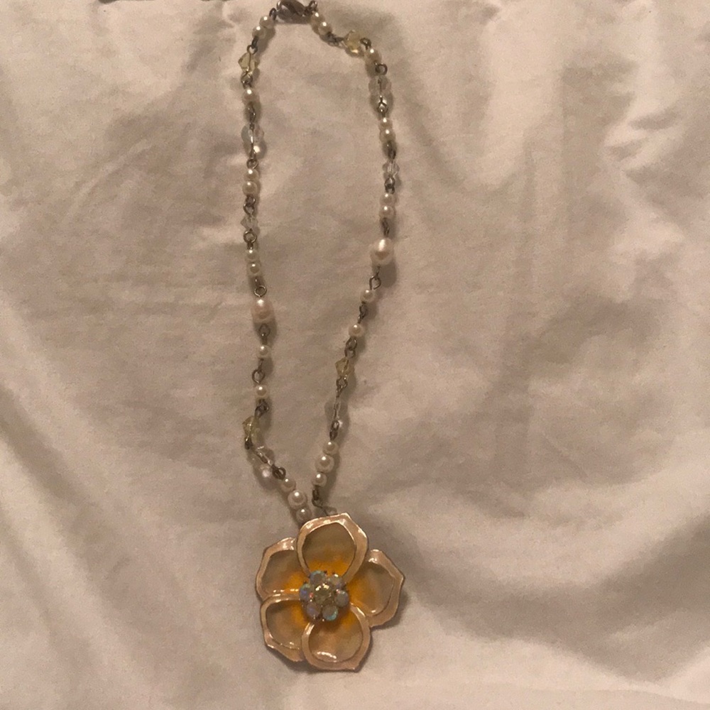 Yellow Floral Beaded Necklace